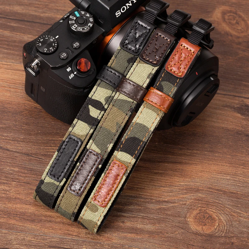Ремешок Камуфляжный из натуральной кожи для камеры наручный пояс Leica Canon Fuji Nikon