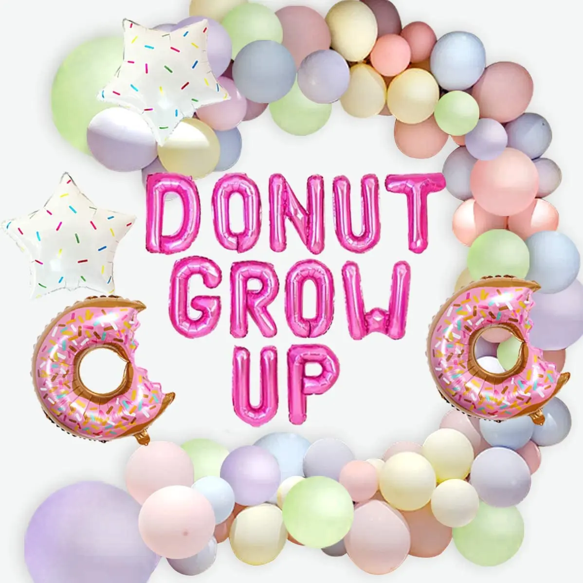 

Donut Party Supplies Balloon Garland Arch Kit with Donut Grow Up Balloon Banner for Girls Birthday Baby Shower Party Decoration