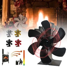 1PC 6 Blades Fireplace Fan Wood Stove Fan Heat Eco Fan For Wood Log Burner Quiet Home Fireplace Fan Efficient Heat Distribution