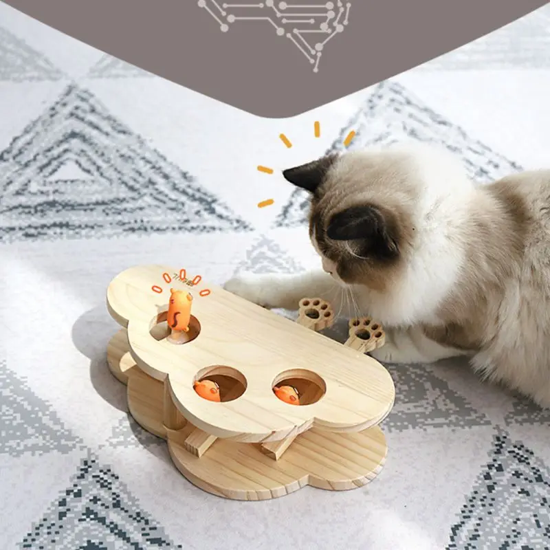 Игрушка-головоломка из цельного дерева для кошек, интерактивные забавные игрушки для кошек, охотничьих хомяков, товары для домашних животных