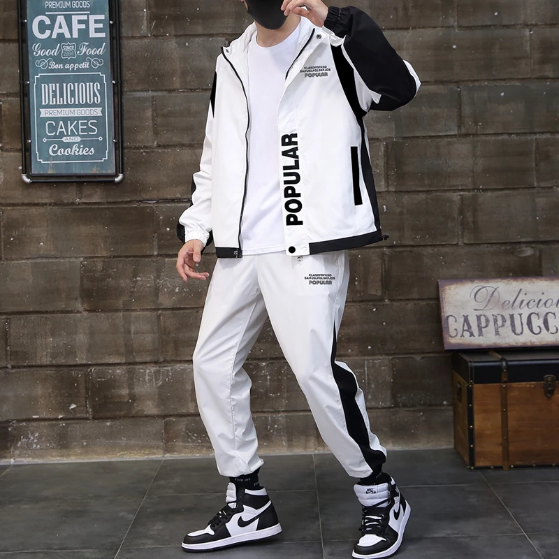 Men's Tracksuit Set Hooded Jacket Pants Sportswear 2 Piece - AliExpress