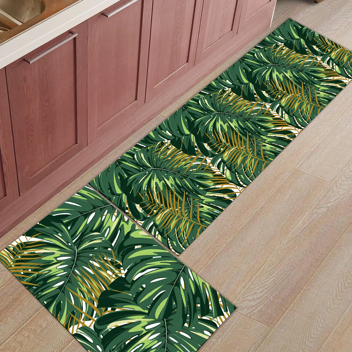 2 шт. Коврики для кухни тропические растения бамбуковые коврики для входной двери ванной гостиной двери коврики домашний декор