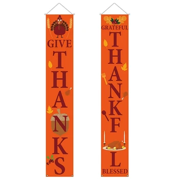 

Autumn Decoration Interior-Happy Fall Harvest Banner Sign-Autumn Thanksgiving Party Front Door Hanging Decoration
