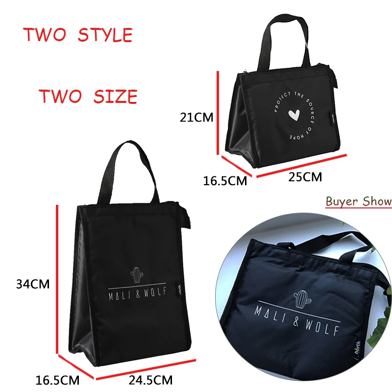 Модный портативный Термоизолированный кулер, модная сумка для обедов Tote, сумка для пикника, сумка для хранения, простая оксфордская черная сумка для ланча