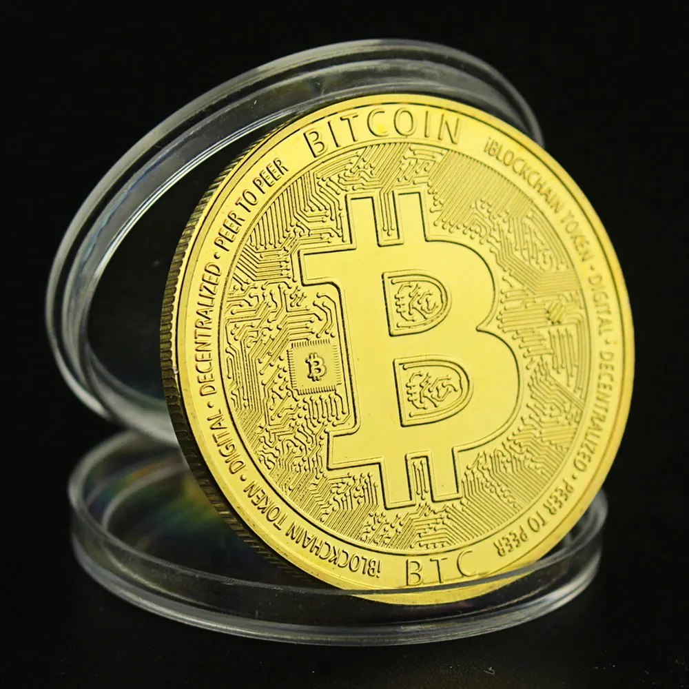 Bitcoin Collectible Gold Plated Souvenir Crypto Coin Non currency
