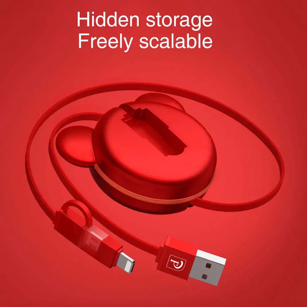 2 в 1 Выдвижной Кабель Micro-USB для iPhone зарядный кабель 85 см 2.1A Быстрая зарядка usb-кабель Android зарядка передачи данных