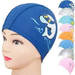Wholesale Custom Popular Cartoon Children PU Swimming Cap Kids Comfortable Swimming Hat