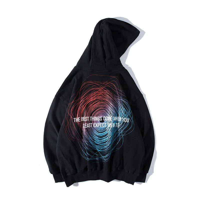 WHOHOLL мужские и женские унисекс толстовки High Street White Back печатных толстовки мужские зимние Harajuku Хип Хоп толстые теплые - Цвет: black