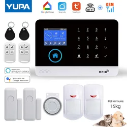 WIFI GSM Home Security Alarm System With Wireless Pet-proof PIR Motion Sensor Detector Burglar For TUYA Smartlife APP Work Alexa