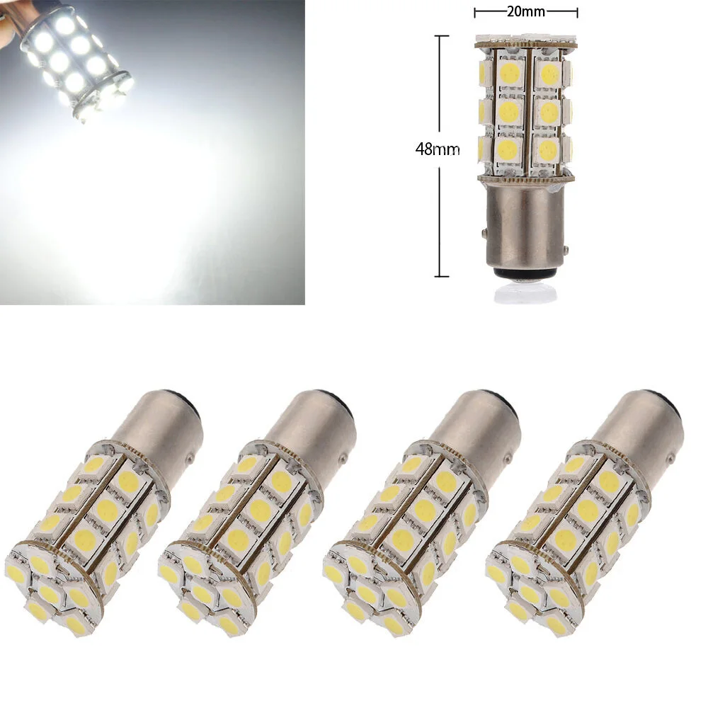 4 шт. 1157 BAY15D P21/5 Вт 27SMD 5050 автомобиля 12V светодиодный задние фонари фонарь лампы белого цвета
