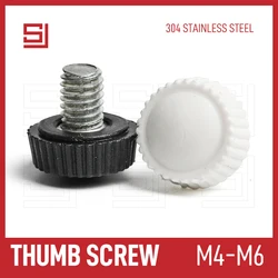 SJ Manual Tools Thumb Bolt Screws 10/15/20 Pcs Plastic Head White Black Insulating Plastic Thread Handle Rod Bolts Screw 6-35mm