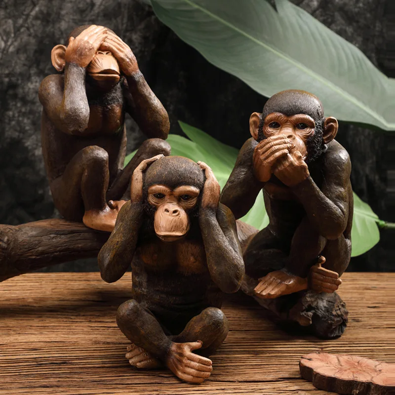 

Resin Retro Monkey Figurines Ornaments Zen Animal Statuette Desk Decoration Orangutan Simulation Statue Modern Home Decor
