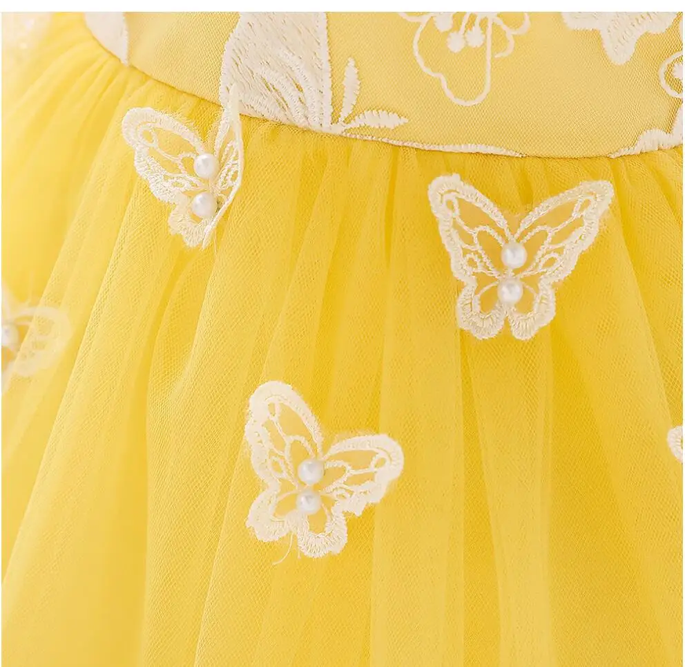 Baby Toddler Girl Dress Lace Butterflies Summer Baptism Princess Vestidos Tutu Dress Infant Kids Clothing For Girls Clothes
