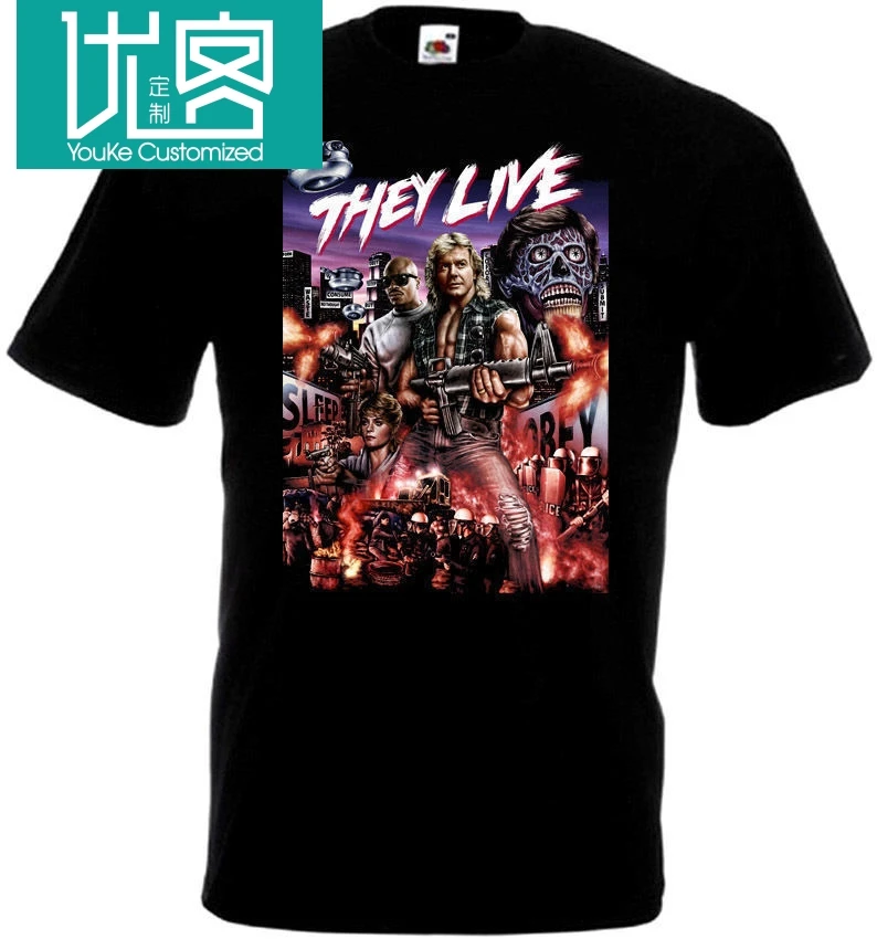 Футболка с надписью They Live Цвет Черный постер из фильма Все размеры S 3XL летняя