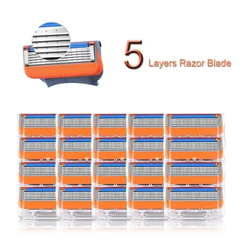 

Men Manual Shaving Razor Blades 5 Layers Stainless Steel Replacement Heads For Gillettee Fusione 1 + Npcs Shaving Cassettes