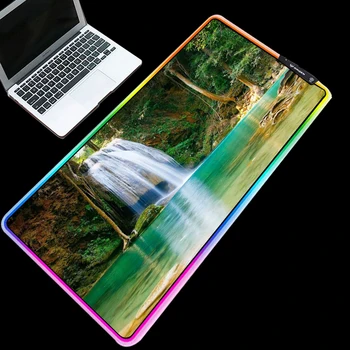 

Yuzuoan XXL Gaming Mouse Pad RGB LED Lighting Backlit Gamer Laptop Locking-edge Padded Comfort Control Keyboard Mouse Pad 90X40