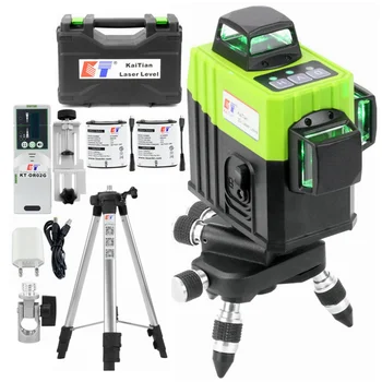 

Kaitian 3D Laser Level Green 360 Nivel Laser 12 Lines Lazer Level 3D Tripod 5/8 Construction with Receiver Bracket Building Tool