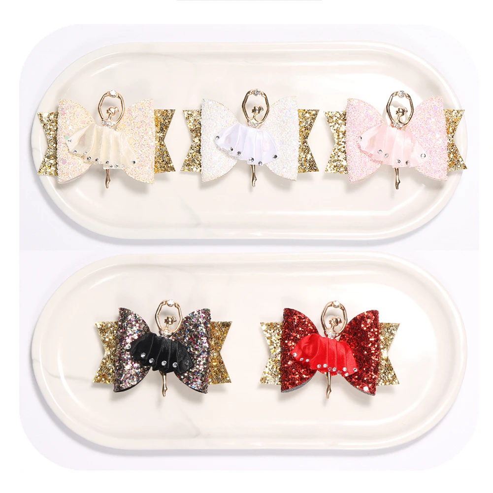 Cartoon Ballet Girl Head Accessories Hair Pin Clips Children Sweet Ornaments Gift Party Rhinestone Glitter Lovely Headwear