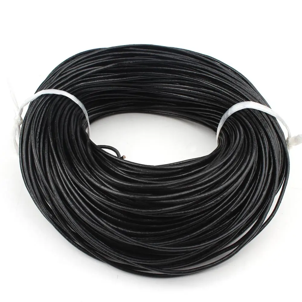 1 мм 1,5 мм 2 мм 3 мм кожаный шнур для DIY ювелирных изделий браслет ожерелье ремесло аксессуары 1 рулон 5 метров - Цвет: Black