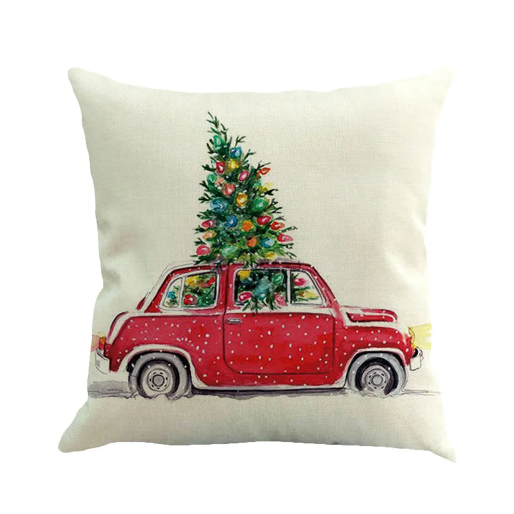 Рождественская наволочка для подушки, льняная наволочка для подушки с рисунком рождественской елки, наволочка для дивана, автомобиля, домашнего декора - Цвет: 02