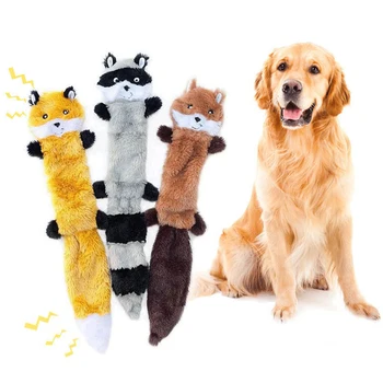 

1set Pet Toy No Stuffing Squeaky Plush Bite Resistant Molar Toy Foxes Raccoon And Squirrel For Dog 46X11.5cm TB Sale