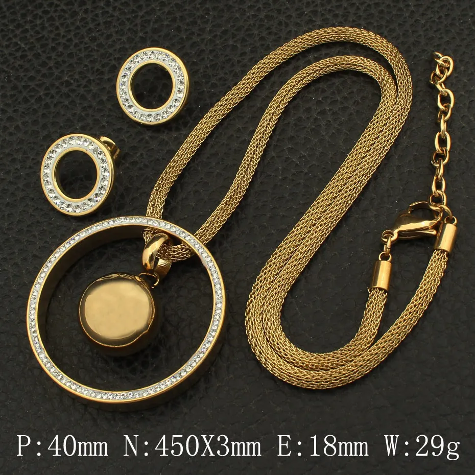 Joyas Золото Цвет цепочки и ожерелья серьги гвоздики Новые горячие нержавеющая сталь Ювелирные наборы для женщин Мода Bijuterii SEDZGECF - Окраска металла: SEDZGFCF