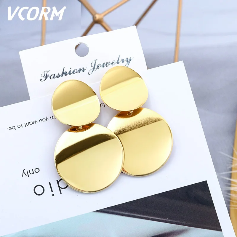 Gold Новые корейские акриловые серьги для женщин, массивные винтажные геометрические золотые Висячие висячие серьги, женские свадебные модные ювелирные изделия - Окраска металла: Gold