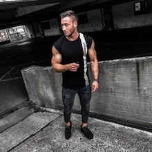 Мускулистые мужские братья летняя одежда для фитнеса жилет короткий рукав вырез лодочкой жилет из чистого хлопка свободное-Fit бег спорт на каждый день