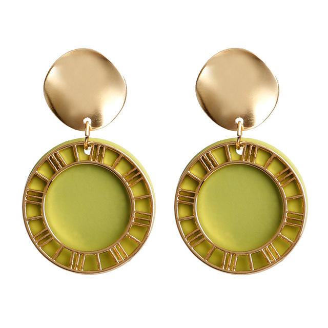 Statement Round Dangle Drop Earrings for Women 2019 Fashion Jewelry Vintage Geometric Round Sequin Hanging Gold Earring