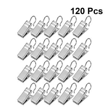 

120pcs Silver Curtain Clips Hooks Wide Flat String Party Lights Hanger Wire Holder For Shower Photos Art Craft Dispaly Outdoor