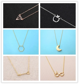

Triangle Arrow Infinity Infinite Heart Circle Round Apple Hexagon Cross Moon Glasses Necklaces Minimalist Geometric Pendant