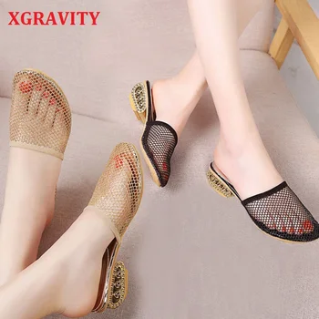 

XGRAVITY European American New Summer Shoes Casual Outdoor Lady Wedges Shoes RHinestone Heel Women Slippers Female Sandals B068
