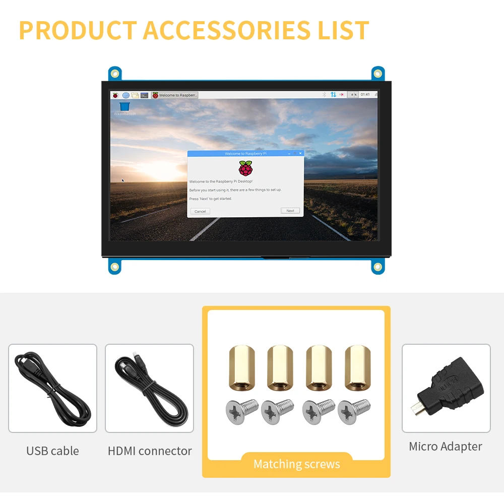 7-дюймовый IPS TFT ЖК-дисплей сенсорный экран монитор для Raspberry Pi 3 4 Model B 1 model 1024*600