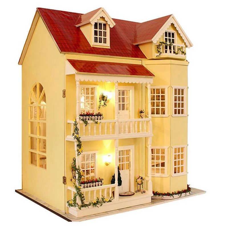 

DIY Handcraft Miniature Project Kit Wooden Dolls House LED Lights Music Villa