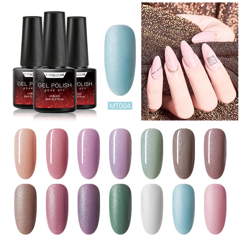 

T-TIAO CLUB Glitter Gel Nail Polish Soak Off Manicure Vernis Semi Permanant UV Led Top Base Coat Nail Art Gel Varnish Lacquer