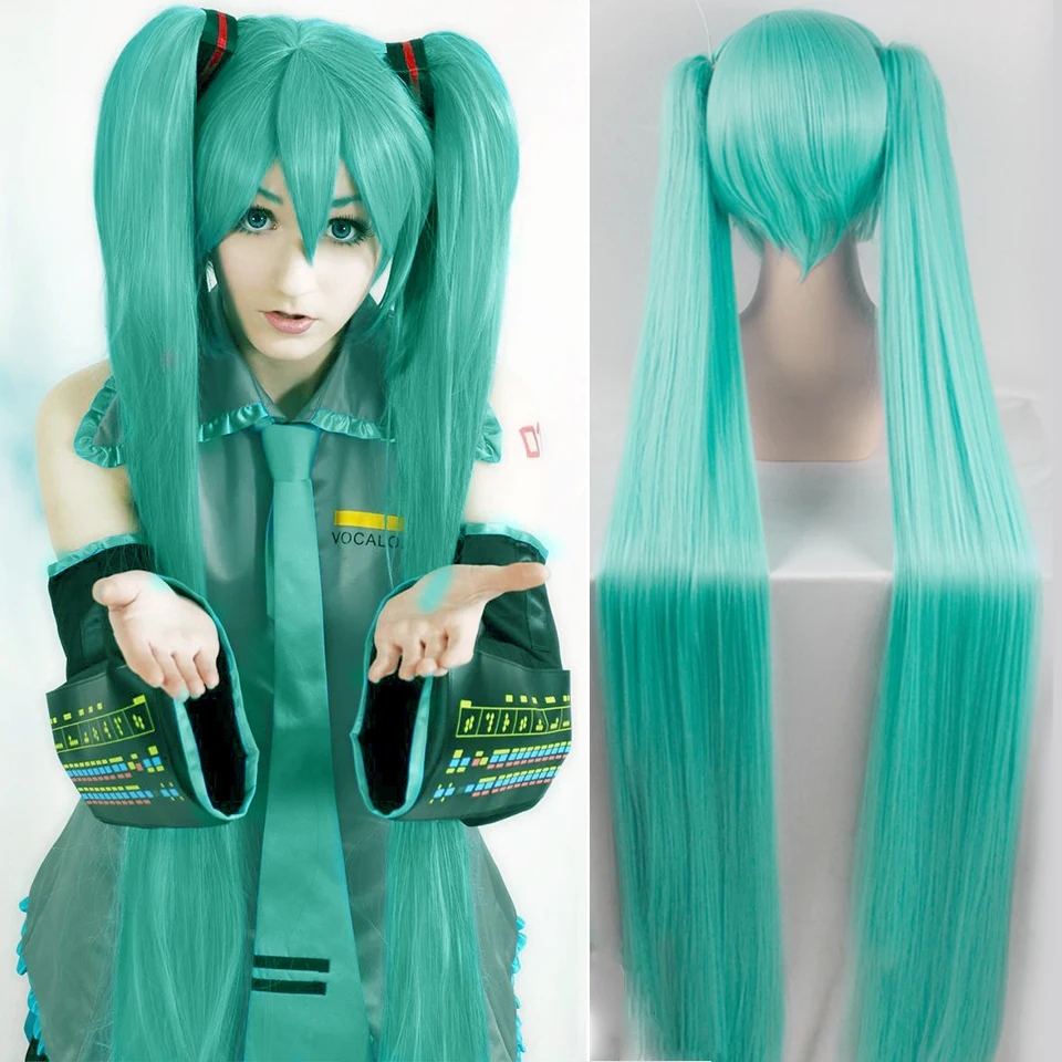 Lupu 150 センチメートルグリーンコスプレウィッグ初音ミクハロウィーンパーティーのアニメかつらコスプレ合成 150 センチメートルアクアマリンかつら 合成なしのレースのかつら Aliexpress
