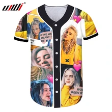 UJWI Мужская/женская новая 3D бейсбольная рубашка с принтом желтая Billie Eilish Футболка мужская тренд хип-хоп большой размер унисекс футболка