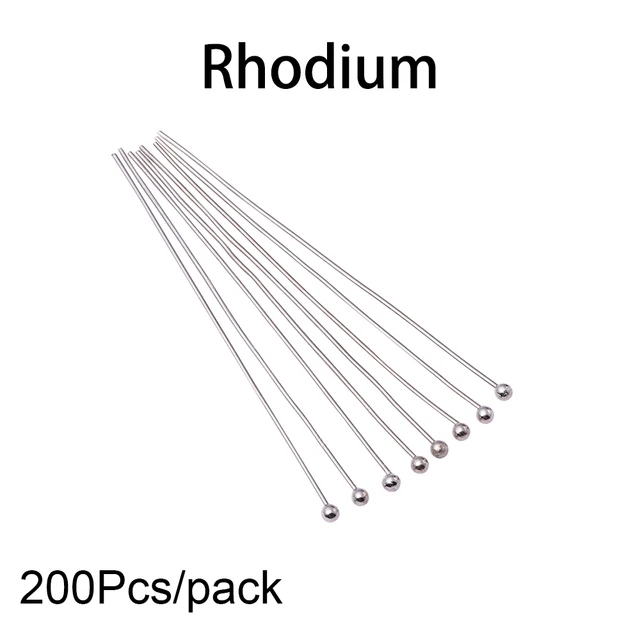 50-200pcs/lot 16 20 25 30 40 50 mm Gold Metal Ball Head Pins For Diy Jewelry Making Head pins Findings Dia 0.5mm Supplies Rhodium
