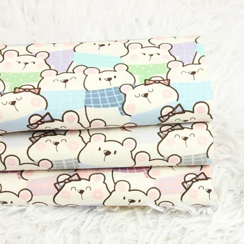 

110cm Wide Cute Bear Printed Cotton Fabrics for Patchwork Children's Fabric Cloth Bedding Quilting DIY Handmade Sewing Material