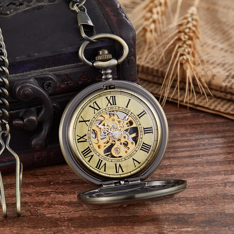 New Luxury Goat Skeleton Mechanical Pocket Watch Men Woman Antique Necklace Pocket& Fob Watches Chain Male Clock