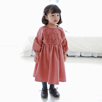 

Baby Girl Dress Pink Long Sleeve Flower Girls Princess Dress Kids Vintage Dress Christamas New Year Costume Children Fall Winter