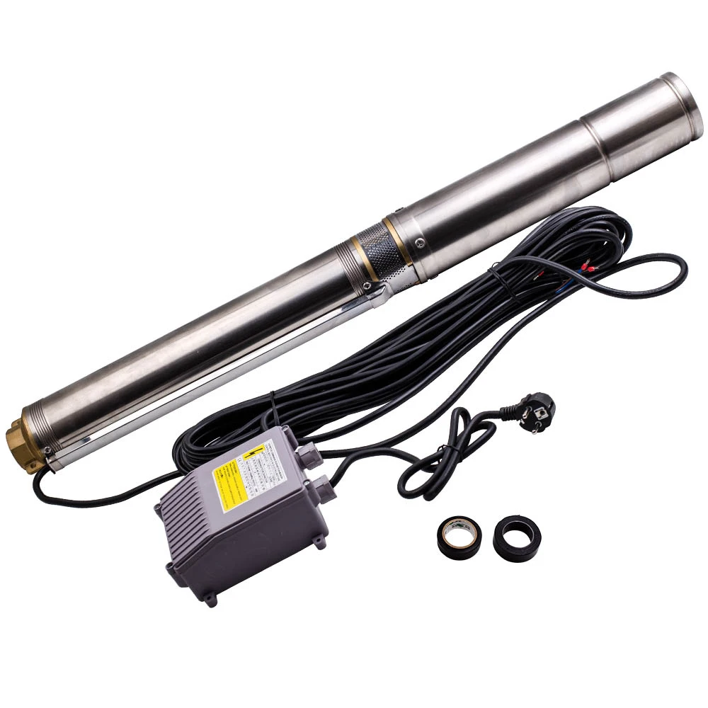 4&quot 370W Borehole Deep Well Submersible Water Pump + 20 m power cable Stainless Steel 6000L/H |