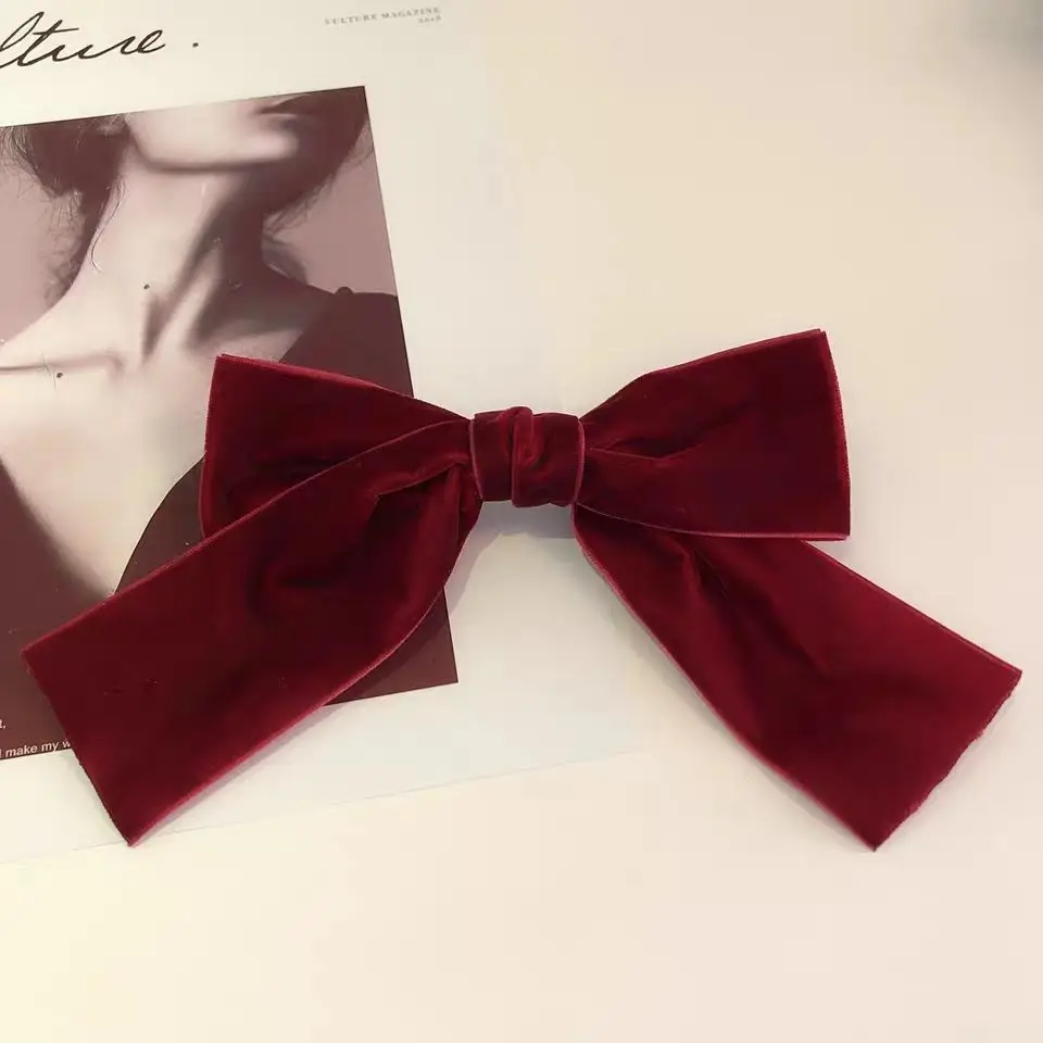 hair bow for ladies 2022 Velvet Bow Barrette with Clip Kids Women Girls Elegant Hair Pins Vintage Black Wine Red Bow Hair Clip Prom Hair Accessories knot hair band