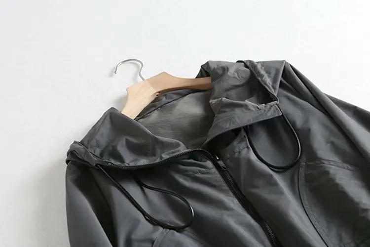 

Western Style WOMEN'S Dress 2019 Summer New Style Loose-Fit Drawstring Zipper Hooded Jacket Coat Women's F3735
