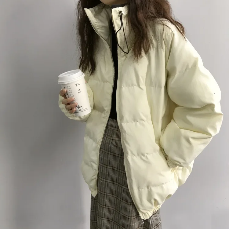 Parkas Winter Jacket Women Stand Collar Cotton-padded Coat Loose Oversized Jacket Coat Korean Women Outwear