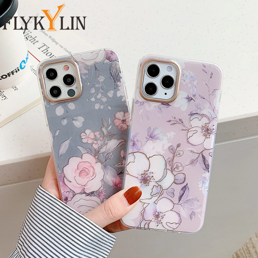 Vintage Flower Phone Case For iPhone 12 Mini 12 Pro Max 11 Pro Max X XR XS Max 7 8 Plus SE 2020 Soft Silicone Back Cover Coque iphone 8 lifeproof case