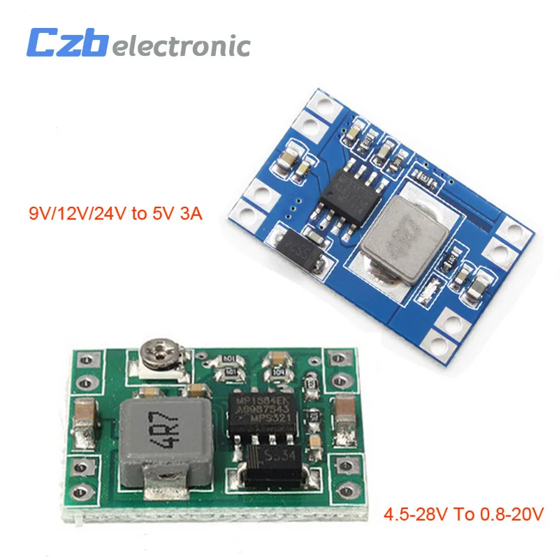 Понижающий мини модуль питания для Arduino 3 А 4 5 28 В до 0 8 20 в 9 В/12 В/24 Регулируемый