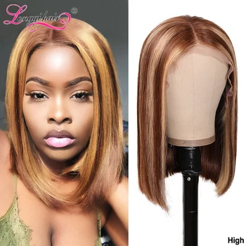 

New Arrival TL412 Colored Human Hair Bob Wigs 8-14 Inch 13x4 Lace Front Wig Remy Brazilian Straight Bob Wigs Longqi Hair