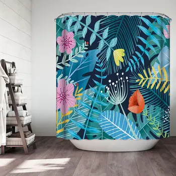 

Waterproof Shower Curtains Colorful Flower and World Map Pattern Thickened Bath Curtains for Bathroom Customizable