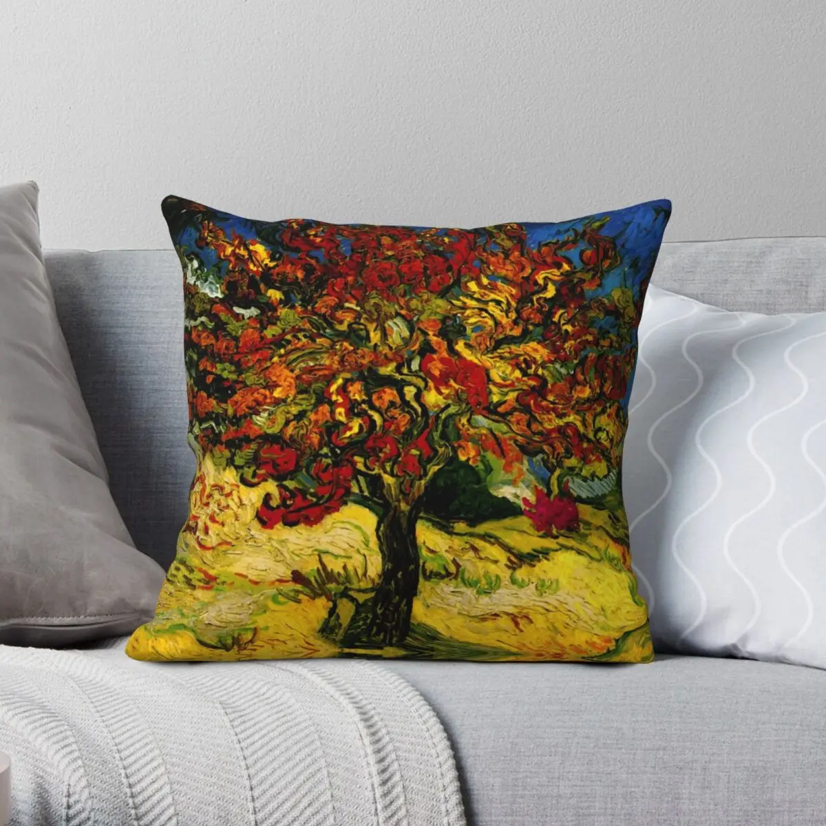 

Van Gogh Mulberry Tree Pillowcase Polyester Linen Velvet Printed Zip Decorative Throw Pillow Case Bed Cushion Cover